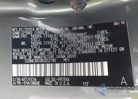 2011 Toyota Sienna Le V6 from USA, damaged, VIN 5TDKK3DC0BS052186